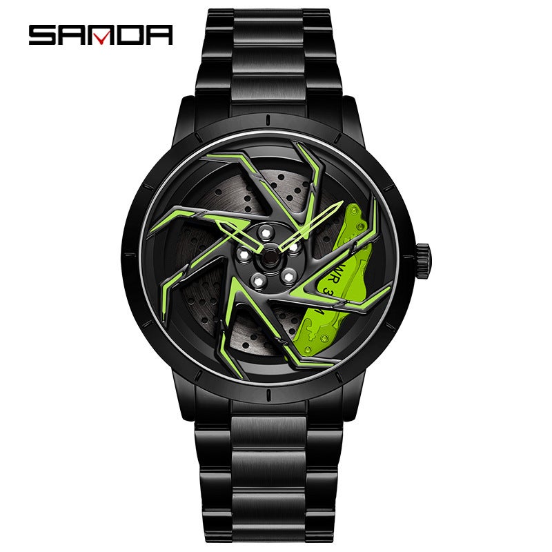 Sanda Quartz Men'S Watch Casual Leather Strap Creative Personality Hollow Rotating Solid Steel Band Men'S Wristwatch - Image 1
